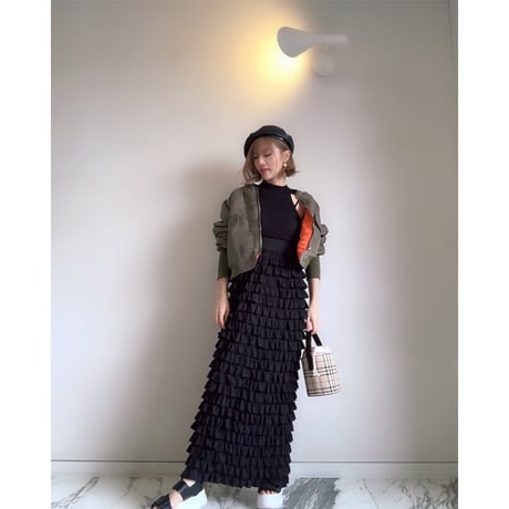 ストレッチフリルロングスカート