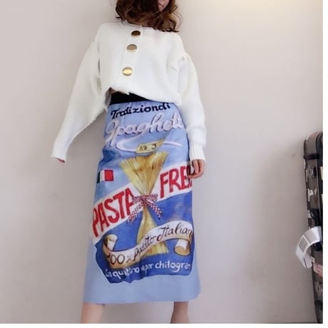 ビンテージ風イタリアプリントロングスカート