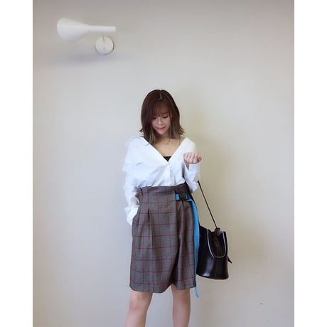 ハイウエストチェックキュロット