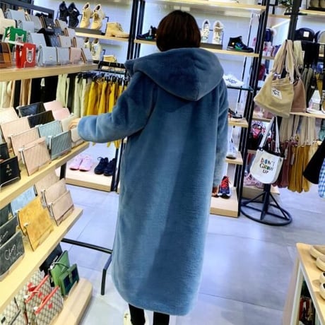 フード付きフェイクファーカラーオーバーコート