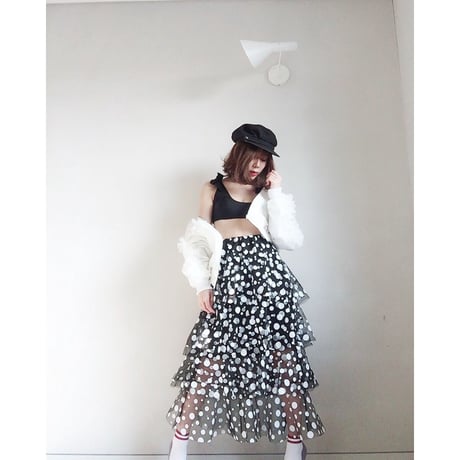 チュールドットロングスカート