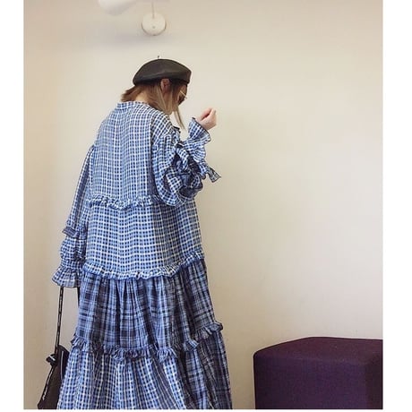 マキシ丈チェックロングシャツ