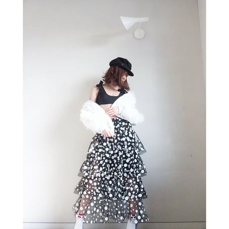 チュールドットロングスカート