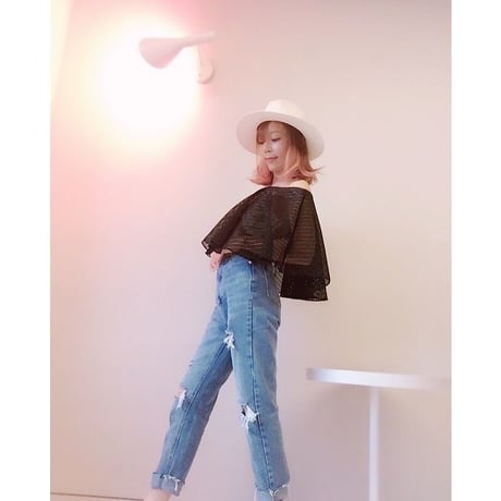 重ね着風メッシュプルオーバー