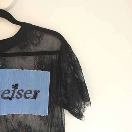 カジュアル総レースTシャツ・ブラック