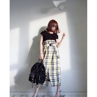 ハイウエストチェックスカート・イエロー