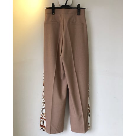異素材スラックスワイドパンツ・ベージュ