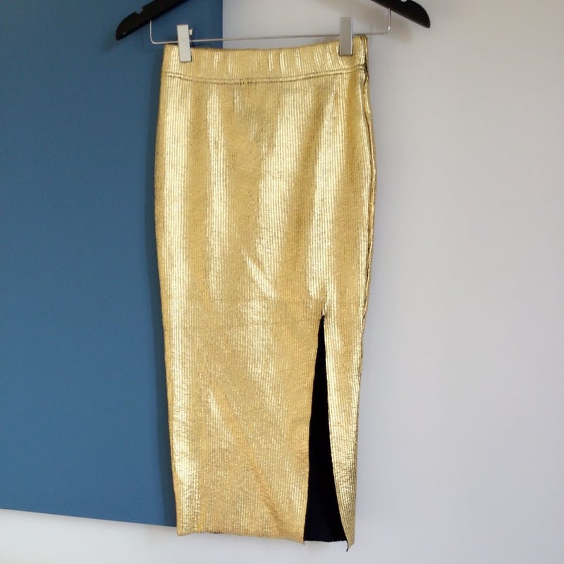 BLAMINK ゴールドタイトスカート メタリックタイトスカート・ゴールド | Amira
