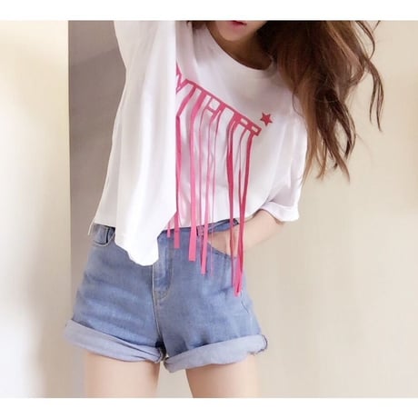 アルファベットフリンジTシャツ