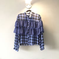 ギンガムチェックフリルブラウス