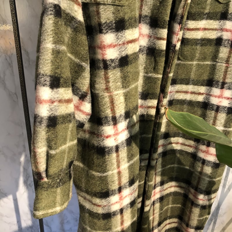 KILLARNEY ウール毛布 クリーム グリーンチェック 生地/ギンガムチェックW（グリーン×Lグリーン×グレー