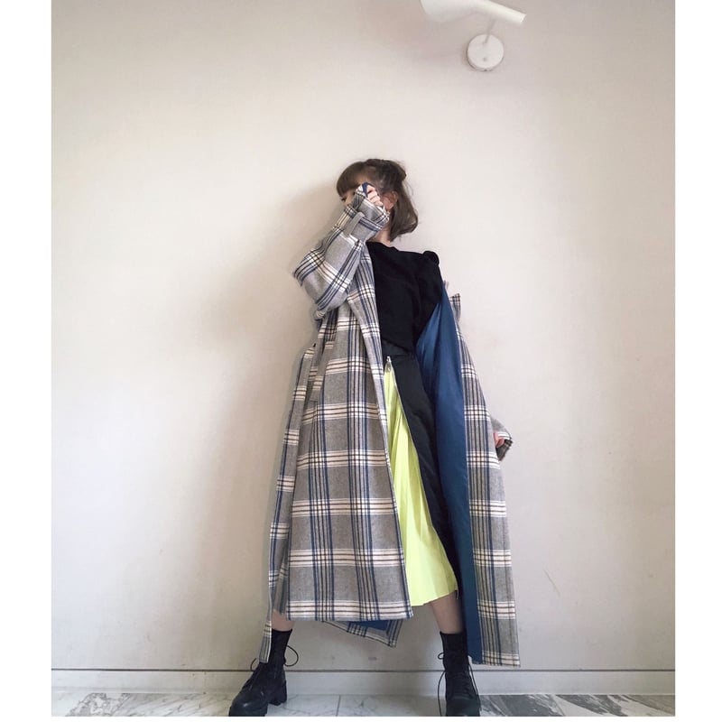 マキシ丈ウール チェックコート | Amira マキシ丈ウール チェックコート | Amira