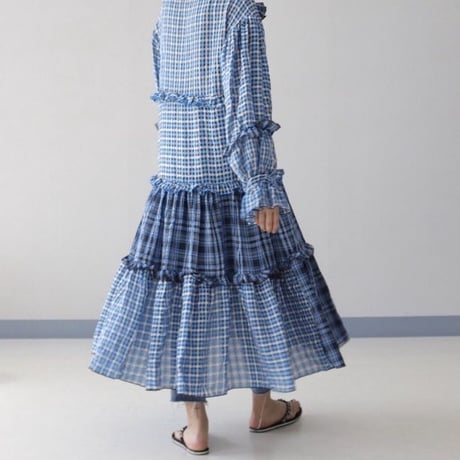 マキシ丈チェックロングシャツ