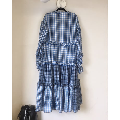 マキシ丈チェックロングシャツ
