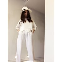 シースルー変形ボーダープルオーバー・ホワイト