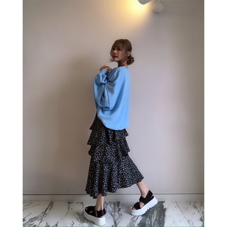 プリントフリルロングスカート