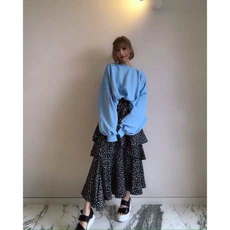 プリントフリルロングスカート