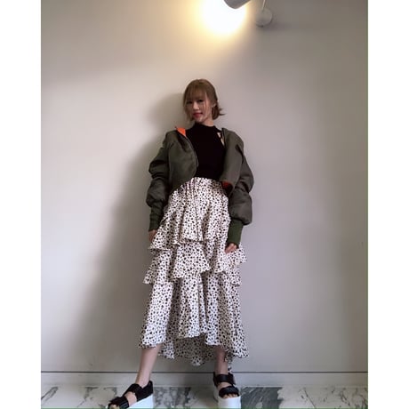 プリントフリルロングスカート
