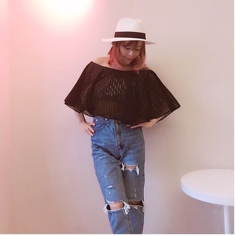 重ね着風メッシュプルオーバー