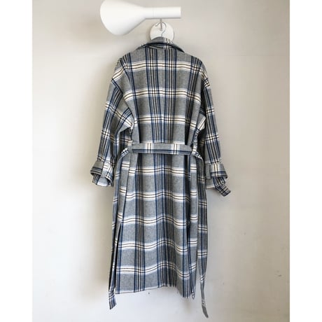 マキシ丈ウール チェックコート