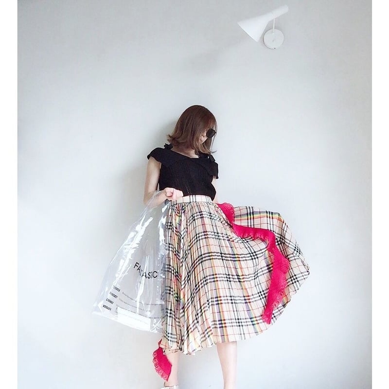 AMAIL カラフルチェックスカート/レッド タータンチェック膝丈スカート・レッド | Amira