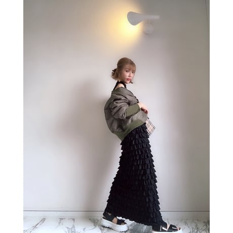 ストレッチフリルロングスカート