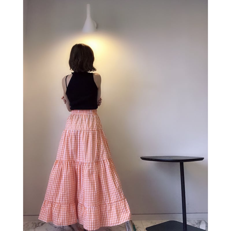 ビタミンカラーギンガムチェックマキシスカート | Amira