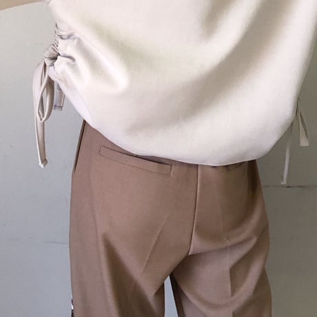異素材スラックスワイドパンツ・ベージュ
