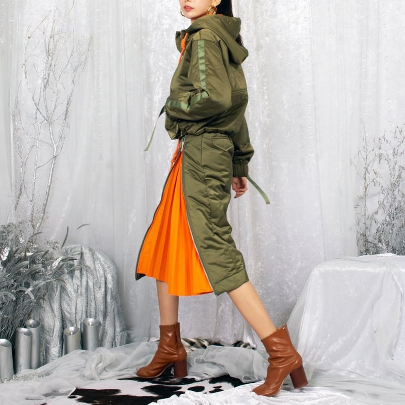 MA-1プリーツスカート・カーキ | Amira