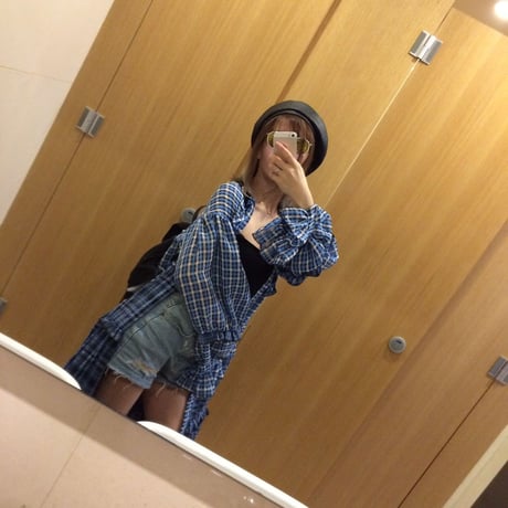 マキシ丈チェックロングシャツ