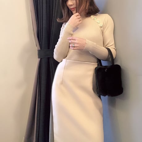 リブタートルネックニット