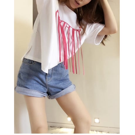 アルファベットフリンジTシャツ