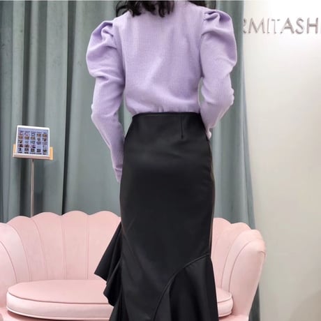 ストレッチパフスリーブトップス