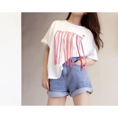 アルファベットフリンジTシャツ