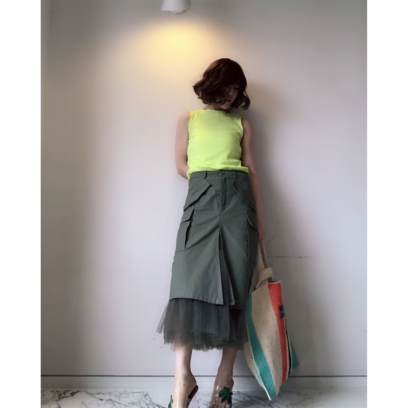 USU バックフリル　ミリタリースカート USU GALLERY ユーエスユー バックフリルスカート ブラック