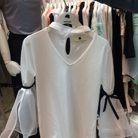 オーガンジースリーブカットソー
