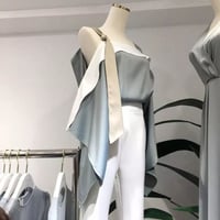 バイカラーサテンノースリーブトップス