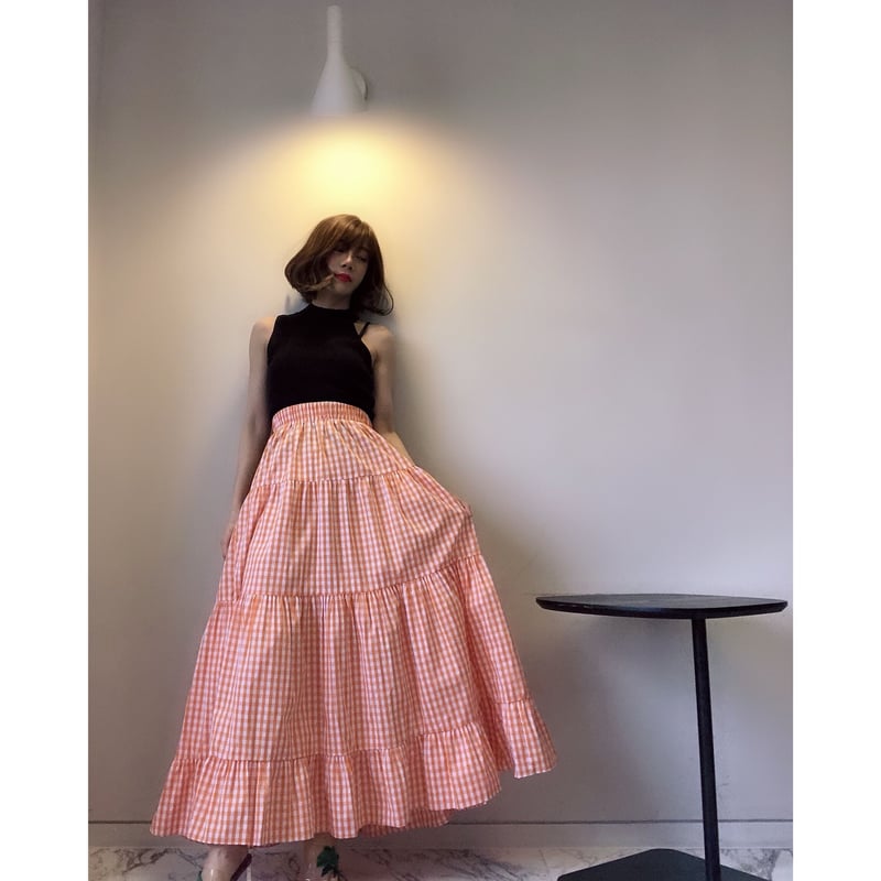 ビタミンカラーギンガムチェックマキシスカート | Amira
