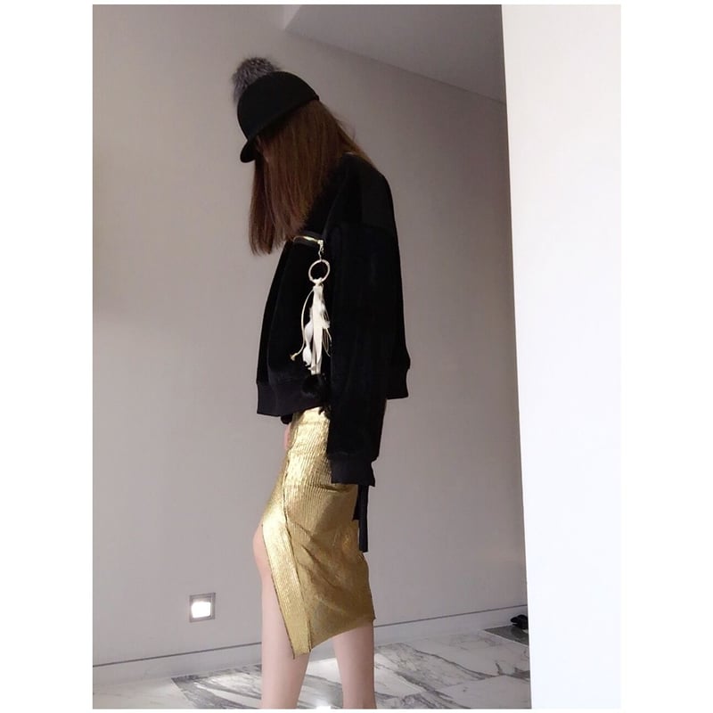 BLAMINK ゴールドタイトスカート メタリックタイトスカート・ゴールド | Amira