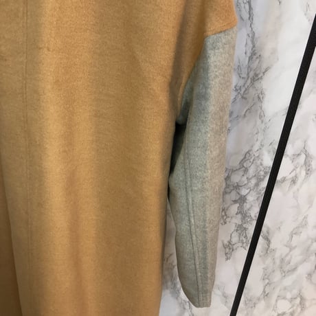 バイカラーダブルプレストロングコート