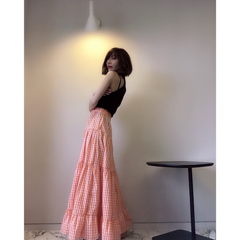 ビタミンカラーギンガムチェックマキシスカート | Amira