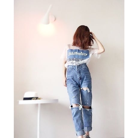 カジュアル総レースTシャツ
