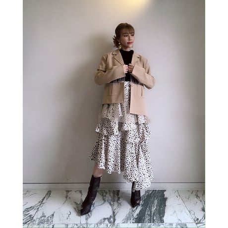プリントフリルロングスカート