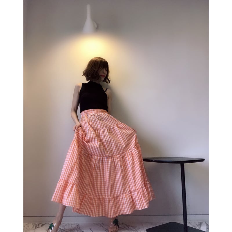 ビタミンカラーギンガムチェックマキシスカート | Amira
