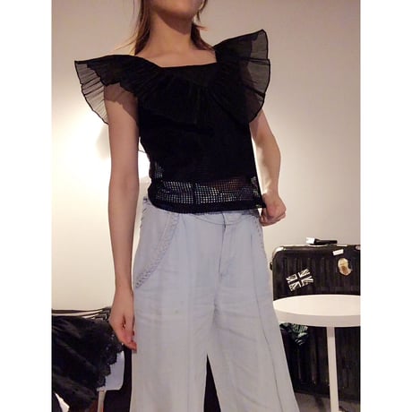 メッシュノースリーブトップス