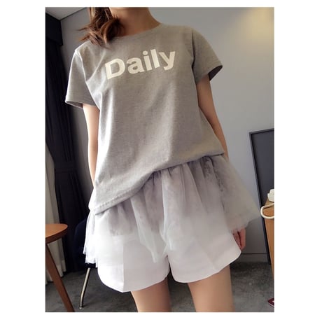 フリルチュニックTシャツ・グレー