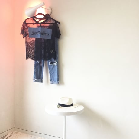 カジュアル総レースTシャツ・ブラック