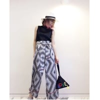 エスニックサテンワイドパンツ