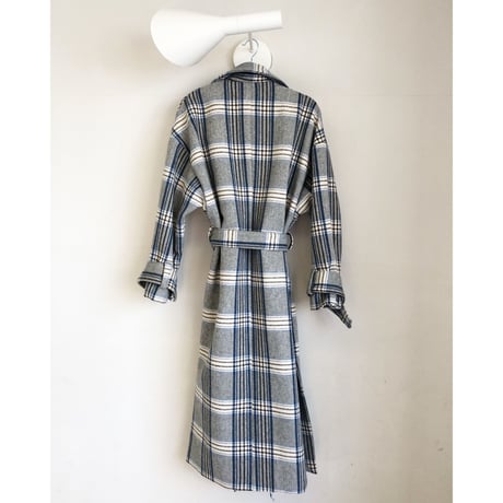 マキシ丈ウール チェックコート
