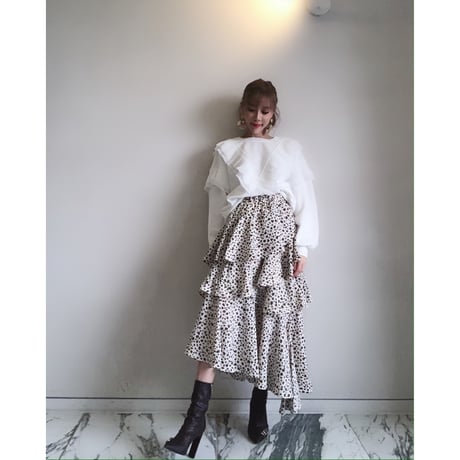 プリントフリルロングスカート